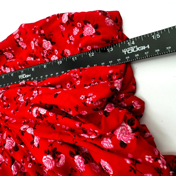 OLD NAVY 2X Red Pink Floral Rose Prairie Cottage Short Sleeve Smocked Maxi Dress - Picture 11 of 13